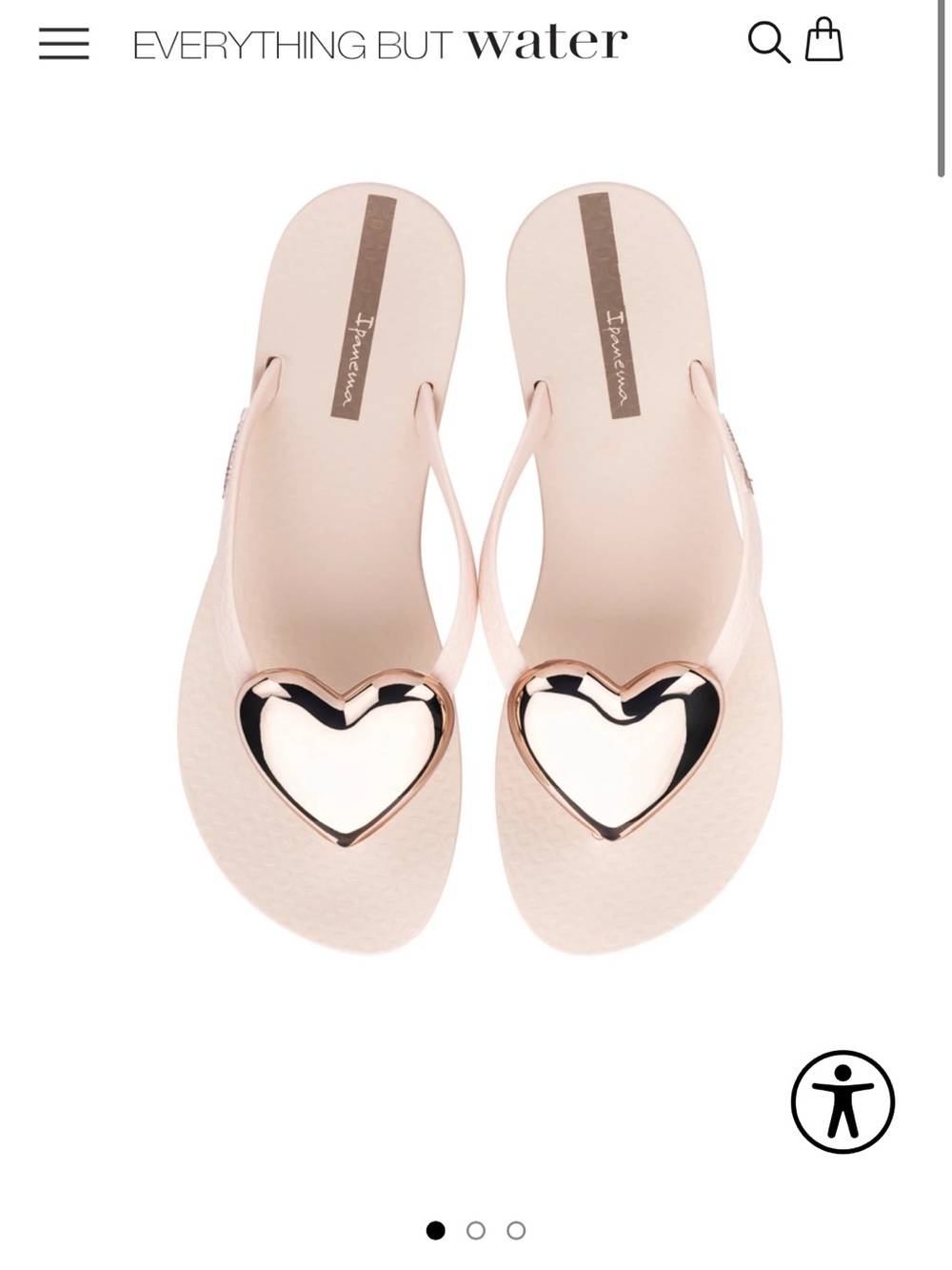 NWT Ipanema Women's Blush Pink Flip Flops with Rose Gold Heart Accent Size 7